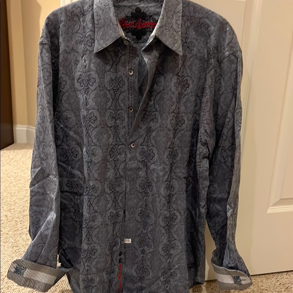 Robert Graham Gray Patterned Shirt - image 1